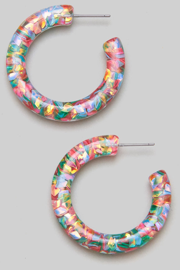 Pastel Confetti Hoop Earrings