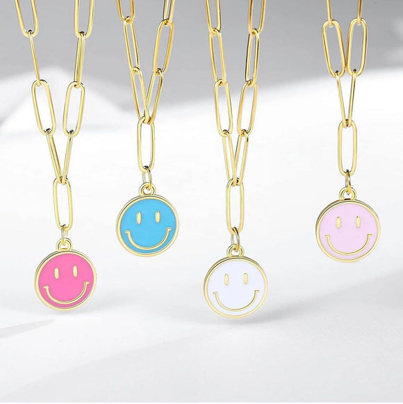 Smiley Gold Link Necklace